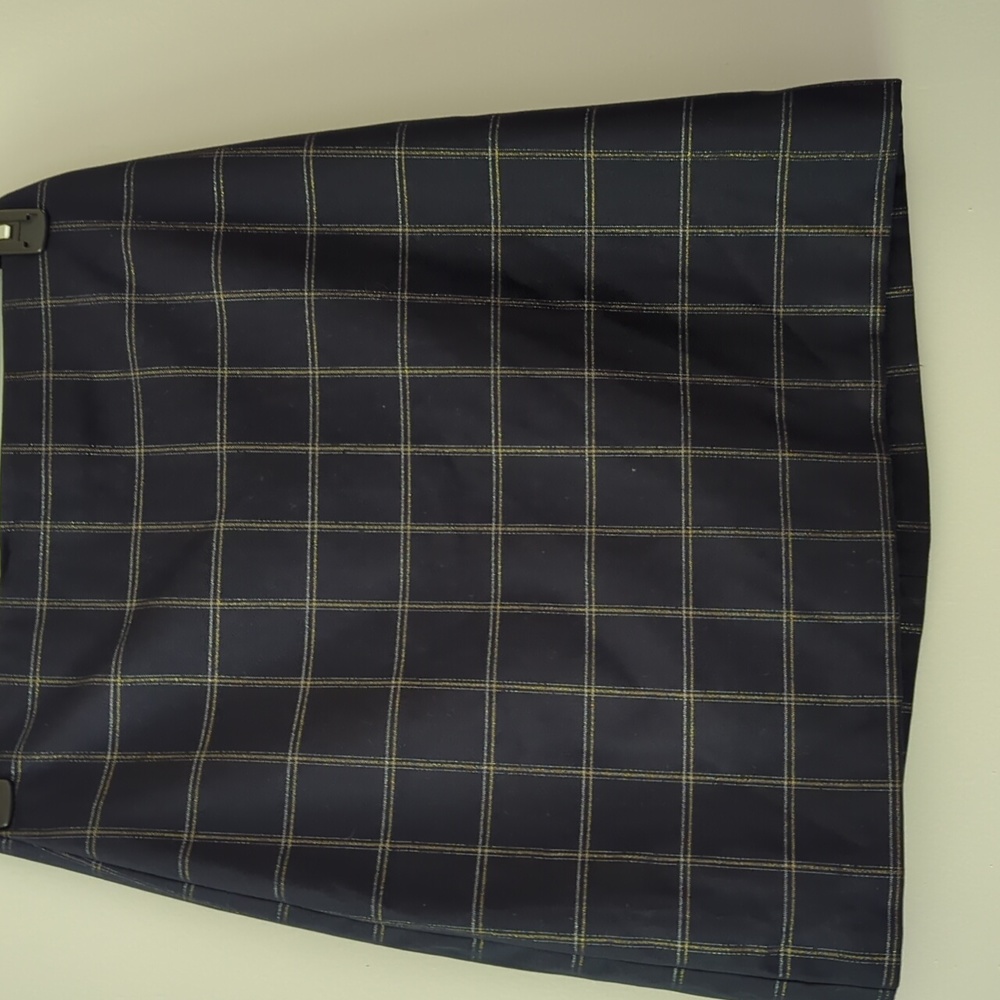 Banana Republic Navy Blue Skirt Size 4 Gold Silver Lurex Squares